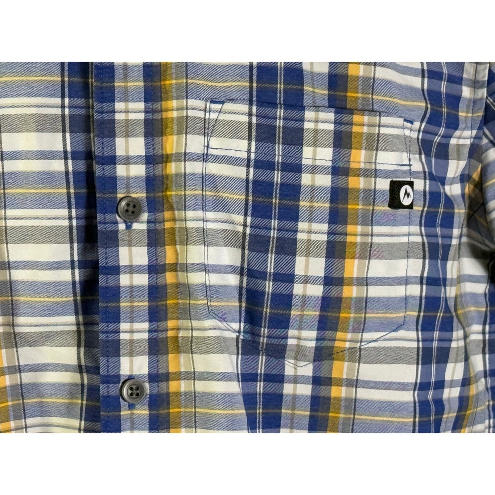 Marmot Button Down Shirt Mens Small Blue Plaid Short Sleeve Outdoor Casual - Picture 3 of 5